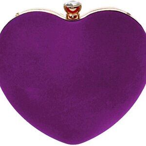 Women Heart Shape Clutch Purse Velvet Shoulder Bag Evening Handbags